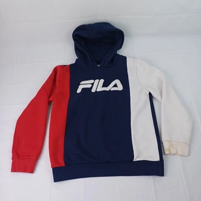 Sudadera con capucha pulóver polar Fila para niños talla mediana 10/12 bolsillos con logotipo bordado Foto 1 de 4