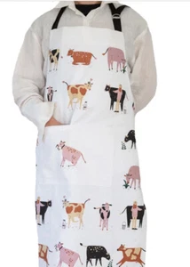 Apron Bib Washable Pocket Butcher Waiter Chef Kitchen Cooking Craft Dairy Cows - Picture 1 of 3