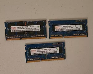 HYNIX 6GBKIT 2GBX3 1RX8 PC3-10600S-9-10-B1 DDR3 LAPTOP MEMORY TEST WORKING - Picture 1 of 2