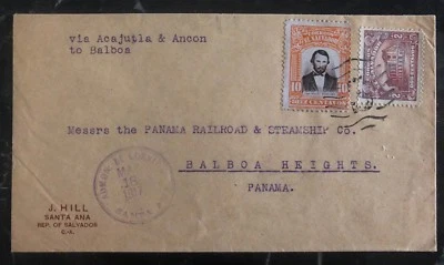 1917 Санта-Ана Сальвадор обложка для Бальбоа Панама Via Acajutla & Ancon - Изображение 1 из 2