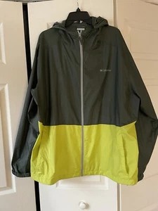 Columbia Men’s Rain Wind Jacket Hunter Green &  Yellow XXL - Picture 1 of 7