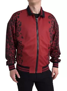 DOLCE & GABBANA Jacket Red Leopard Polyester Bomber FullZip IT52/US42/XL 1350usd - Picture 1 of 9