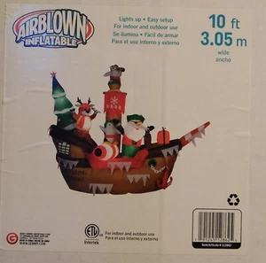 Barco pirata inflable de Navidad soplado por aire iluminado Gemmy de 10 pies - Imagen 1 de 1