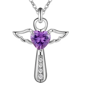 925 Sterlig Silver wedding women Necklace cross jewelry fashion cute crystal - Picture 1 of 6