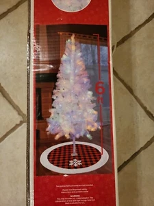 6 Foot Pre-Lit Nordic Pine White Christmas Tree Multi Lights - Picture 1 of 6