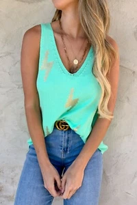 NEW AMOLI western SHIRT TANK TUNIC THUNDERBOLT lightning gold plus & reg SM-3X - Picture 1 of 8