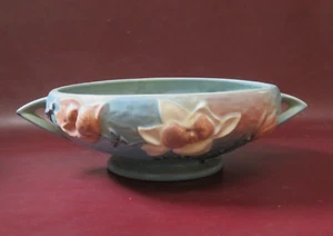 Vintage Roseville Art Pottery Double Handled Blue Magnolia Bowl 5-10" - Chipped - Picture 1 of 18