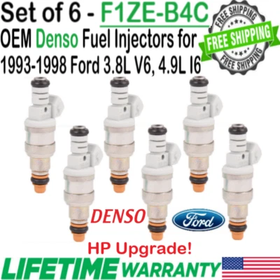 Genuine 6Pcs Denso HP Upgrade Fuel Injectors For 1997, 1998 Ford Mustang 3.8L V6 Foto 1 de 4