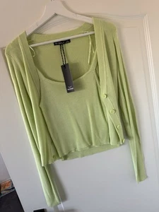 Asos Shirt Set Jacke Gr S Threadbare Neu Mint Strick Top Cropped Grün - Bild 1 von 2
