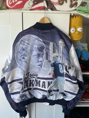 Chaqueta de satén vintage Chalk Line Dallas Cowboys Troy Aikman XL Foto 1 de 4