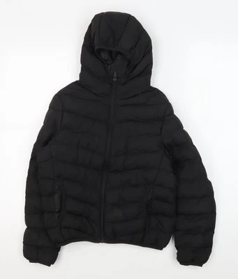Brave Soul Boys Black Puffer Jacket, 9-10 Years, Hooded Winter Coat - Image 1 of 4