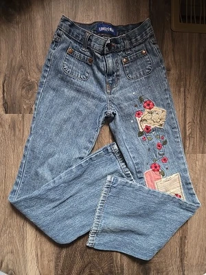 Джинсы Slim Too Flare размер 8 ограниченное издание нашивка с вышитыми цветами богемное Y2k винтаж 00s - Изображение 1 из 4
