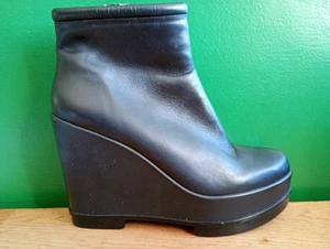 Preowned Unworn Robert Clergerie Designer Black Ankle Boots Size 40 1/2 - Picture 1 of 15