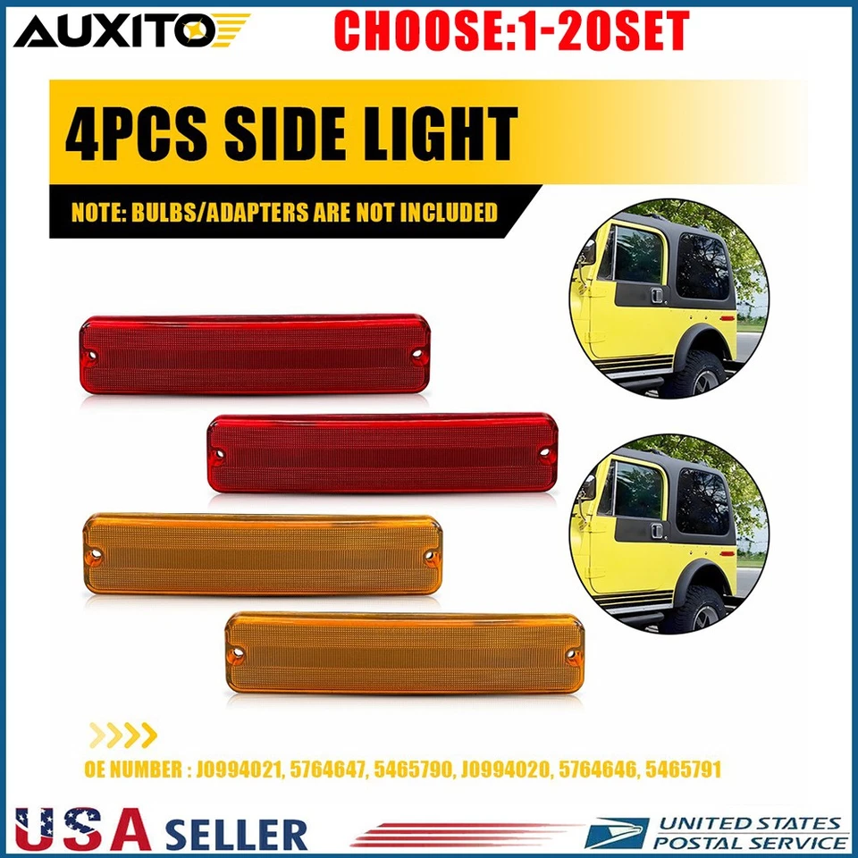 Carcasa de luz marcadora lateral roja ámbar Fit Jeep CJ5 CJ6 CJ7 Scrambler 72-91 4-20X Foto 1 de 4