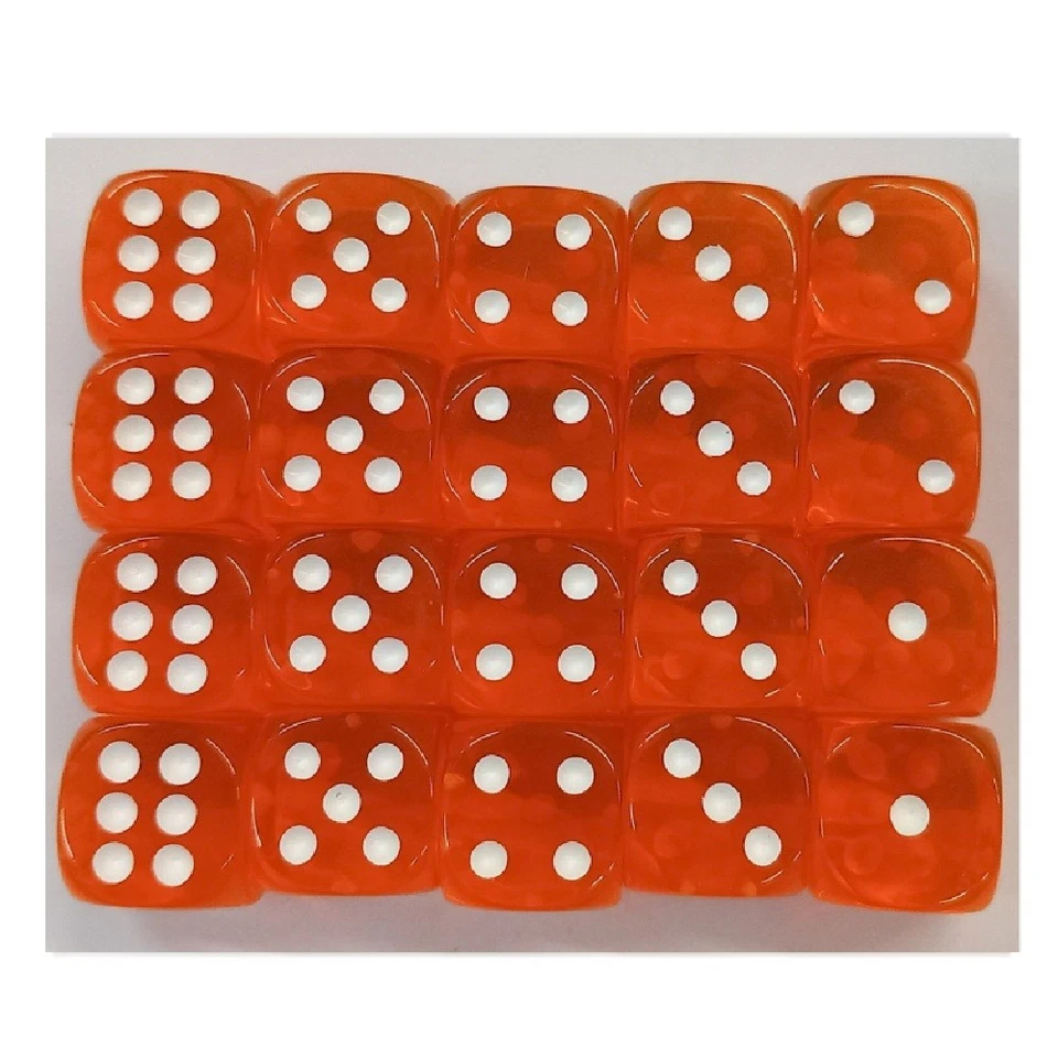 Dice 16mm Transparent Orange x 20 Dice - Image 1 of 1