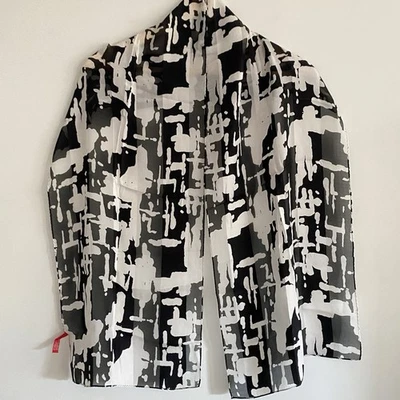 Bufanda blanca negra vintage Anne Klein arte abstracto diseñador gotas de pintura Foto 1 de 4