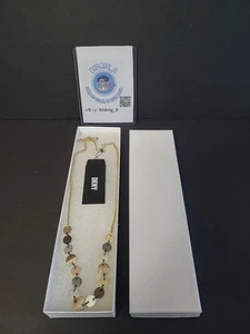 DKNY Tri-Tone Crystal Disc Frontal Necklace, 16" + 3" extender. IN GIFT BOX. - Picture 1 of 5