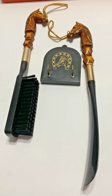 Juego de cepillos de cabeza de caballo ecuestre de colección 11" de plástico tallado MCM decoración Foto 1 de 4