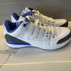 Nike Air Jordan Court Zoom Vapor AJ3 Mens Sz 14 White Blue Cement Federer - Picture 1 of 16