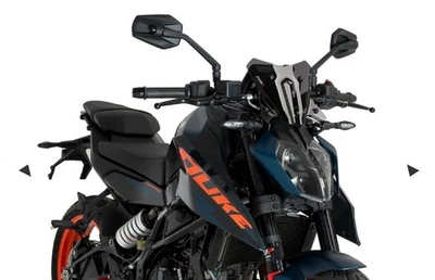 Puig New Generation Sport Screen 2024-2025 KTM 390 Duke, Dark Smoke, P/N: 21997F - Image 1 of 2