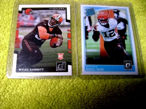 2017 DONRUSS ROOKIE MYLES GARRETT MT & 2018 OPTICRATED ROOKIE DENZEL WARD MT - Bild 1 von 3