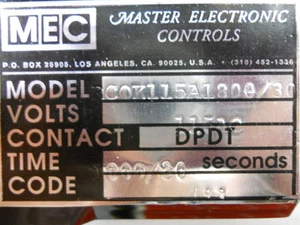 MASTER ELECTRONIC CONTROLS RELAY RCOK115A1800/30 - Picture 1 of 1