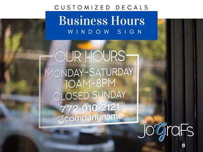 Vinyl Window Sign, Business Hours Sticker, Custom Storefront Door Decals Style#4 - Image 1 of 4