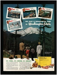1952 Mount Ranier Family Photo Washington State Tourism Original Print Ad ~ - Picture 1 of 1