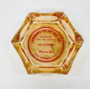 Vintage Farmers Co-Op. Oil Co. Glass Ashtray Fuel Oil Coal Auto Accessories E23 - Picture 1 of 3