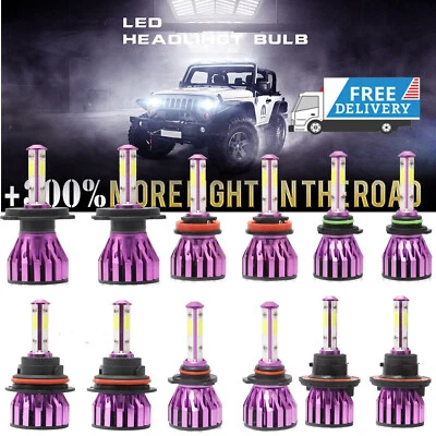 2x 9006 9005 1200W 4 Sides LED Headlight Bulbs Kit High or Low Beam Fog 6000K Foto 1 de 4