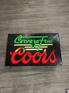 ORIGINAL Vintage Coors Beer Cerveza Fria 25.5X15.5 Lighted Bar Sign - Picture 1 of 10