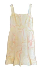 Ricki Freeman for TERI JON Swirl Pastel Halter Strap Spring Silk Midi Dress 6 - Picture 1 of 5
