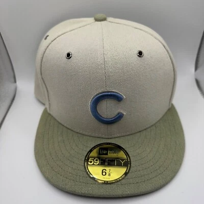 New Era 59Fifty Chicago Cubs Denim/Oliva Sombrero Ajustado Talla 6 7/8 Nuevo Foto 1 de 4