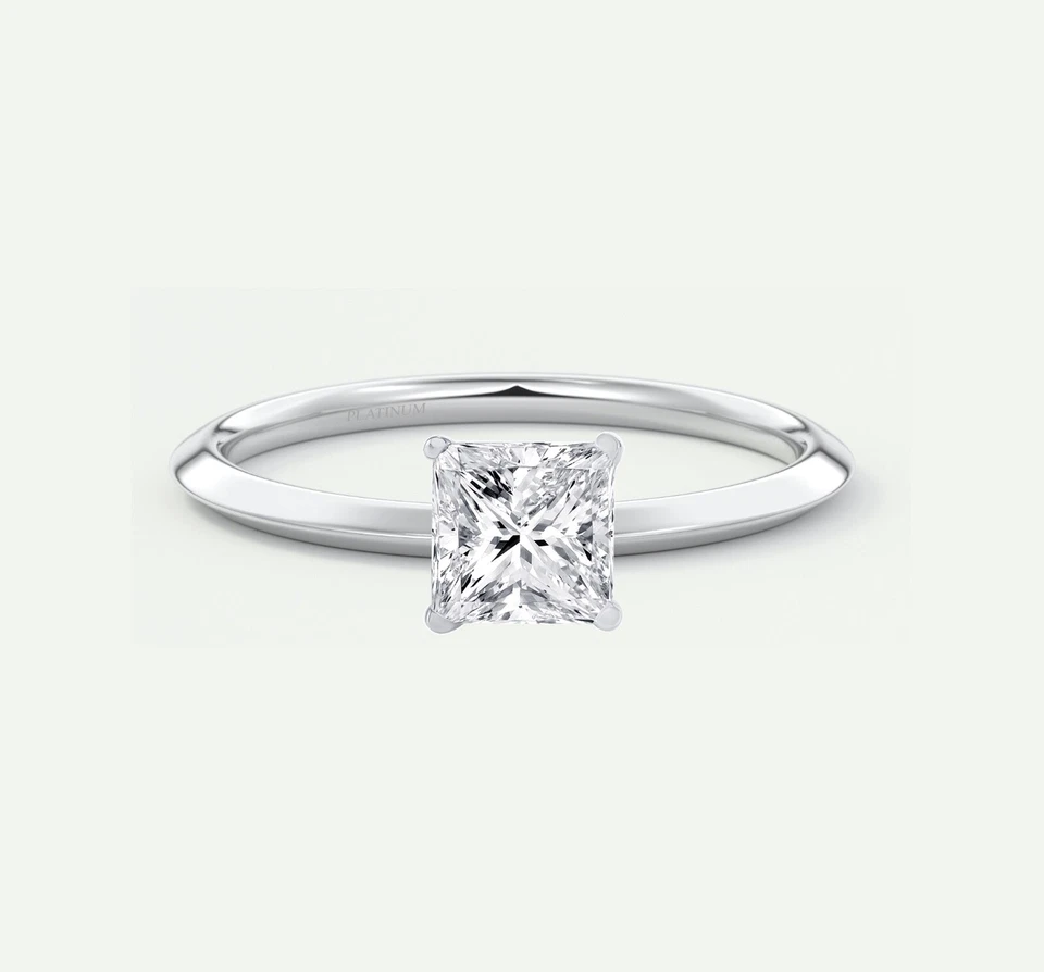 3/4 Ct Princess Cut F/VS Lab Created Grown Diamond Solitaire Ring 950 Platinum - Image 1 of 1