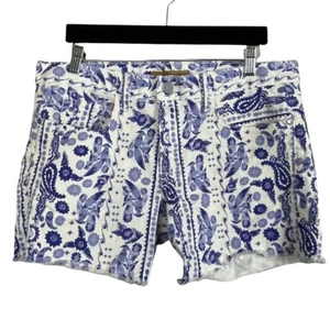 Rebecca Minkoff Crosby Boyfriend Shorts Size 31 Blue White Cut Off - Picture 1 of 7
