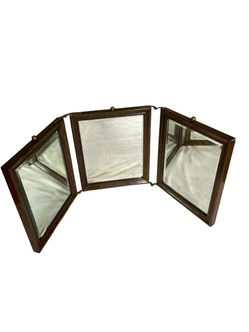Antique English Folding Travel Mirror.3-Fold Victorian Vanity Mirror Circa 1900 Cover
