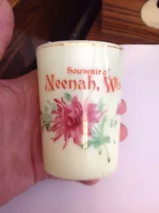 Custard Glass Souvenir Neenah Wis Cup 4" Oshkosh Appleton Menasha 1900's Wi - Picture 1 of 7