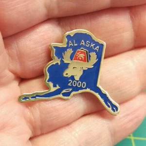Spilla Santuario - Al Aska 2000 AL-ASKA Alce con cappello Fez AK Mappa Spilla da bavero massonica - Foto 1 di 4