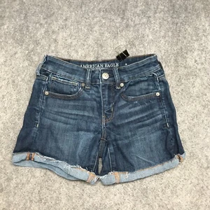 American Eagle Shorts Womens Size 2 Next Level Stretch X Midi Cuffed Distressed - Picture 1 of 12