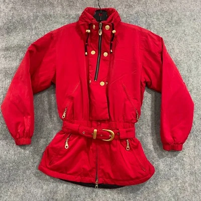 Chaqueta de esquí Fera para mujer abrigo termolite talla 6 rojo cremallera completa botones cinturón de colección Foto 1 de 4