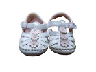 Jumping Beans baby Toddler White w pink raised flowers moc closed toe sandals 2