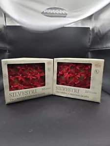 Vintage Silvestri 20 Christmas String Lights Red Poinsettia Flowers. - Picture 1 of 5