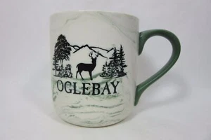 Porcelain Green Marbleized Ogle Bay Pattern Coffee Cocoa Mug Wilderness Theme - Picture 1 of 7