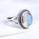 Beautiful Rainbow Moonstone Ring  Handmade Jewelry 925 Sterling Silver Ring Sr04