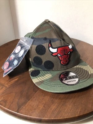 Raro New Era Chicago Bulls Snapback Parche Sombrero Talla Única  Camuflaje Foto 1 de 4