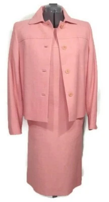 Max Mara Dress Suit Pink Shift Jacket Linen Blend 10 US Career Separates Italy - Изображение 1 из 4