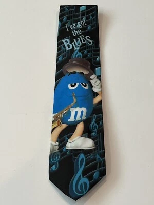 "Saxofón vintage M&M's I've Got the Blues 100 % poliéster corbata para el cuello 3 1/2"" X 58""" Foto 1 de 4
