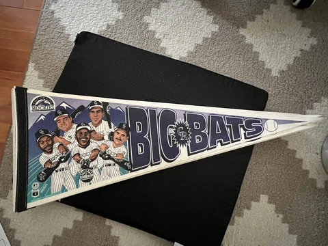 Vintage Colorado Rockies MLB Baseball "Big Bats" Full Size Felt Baseball Pennant Cover