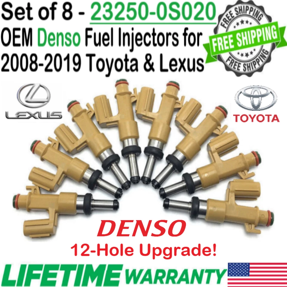 OEM DENSO x8 12-Hole Upgrade Fuel Injectors for 2010-2012 Toyota Sequoia 4.6L V8 Foto 1 de 4