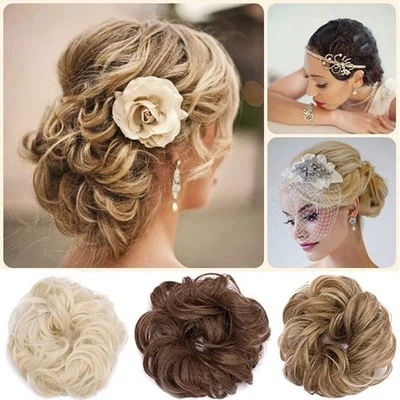 Hair Extension Clip Capelli Veri Chignon Updo Bun Ponytail Scrunchie Parrucchino - Immagine 1 di 4